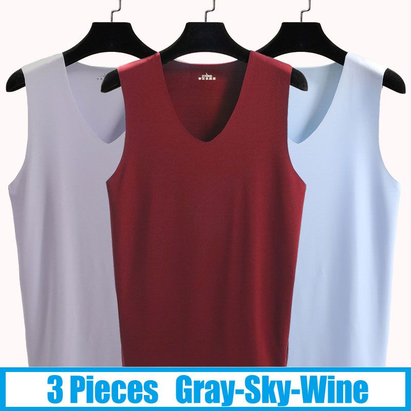 3Pieces/Lot Seamless Sleeveless Undershirt TaTop Men Fitness Shirts Mens Bodybuilding Workout Vest Factory Outlet V Neck