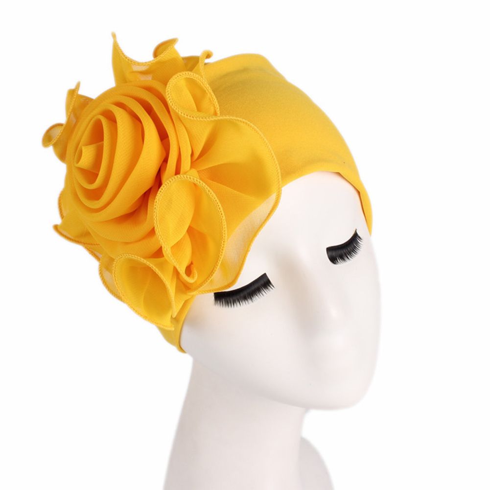 Yfashion Women Elegant Side Large Flower High Elastic Fashion Cap