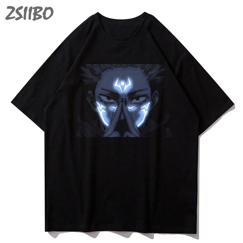 Harajuku Mens tshirt Jujutsu Kaisen Anime Print Yuji Itadori Gojo Satoru Cotton Short Sleeve T-Shirt Summer Male Streetwear Tops