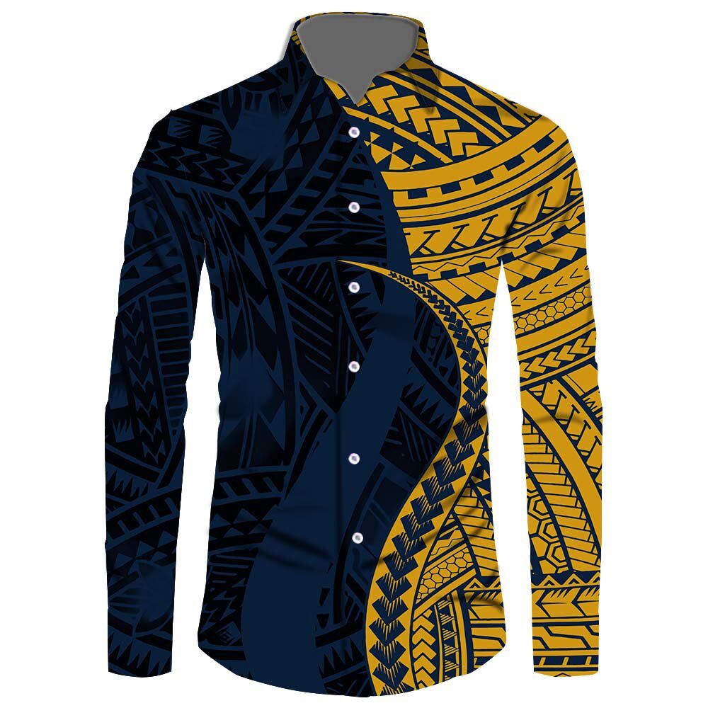 Plus Size 6XL Polynesian Men Tops Long Sleeve Shirts Samoan Summer Viking Autumn Custom Print Puletasi Classics High Quality