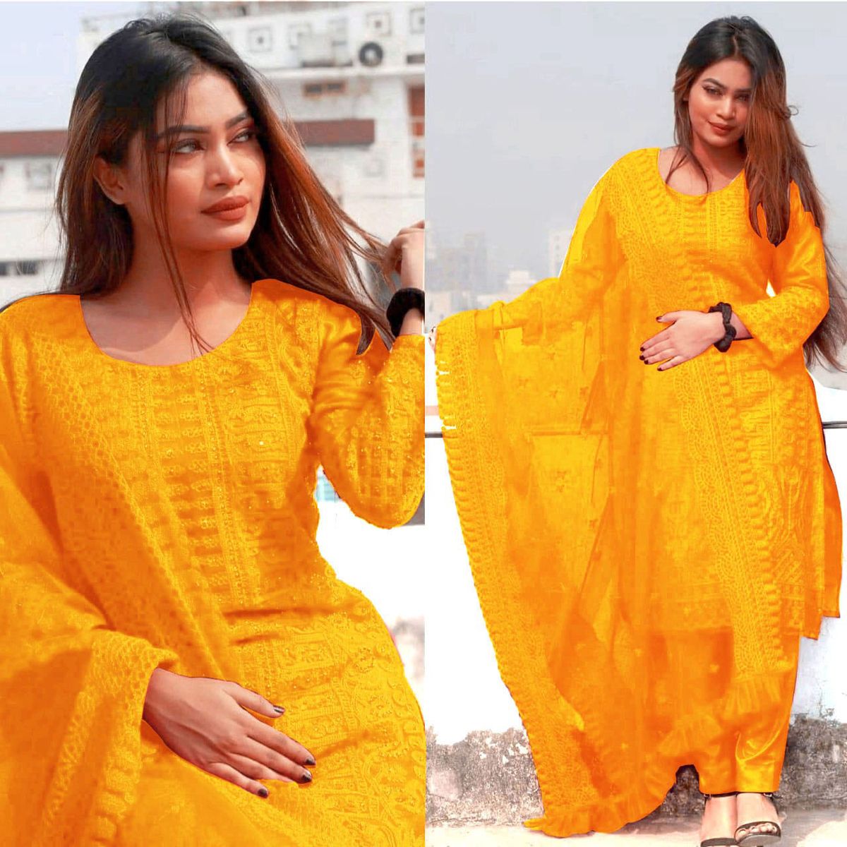 Georgette embroidery work Free Size Exclusive Designer - Salwar kameez suits For women