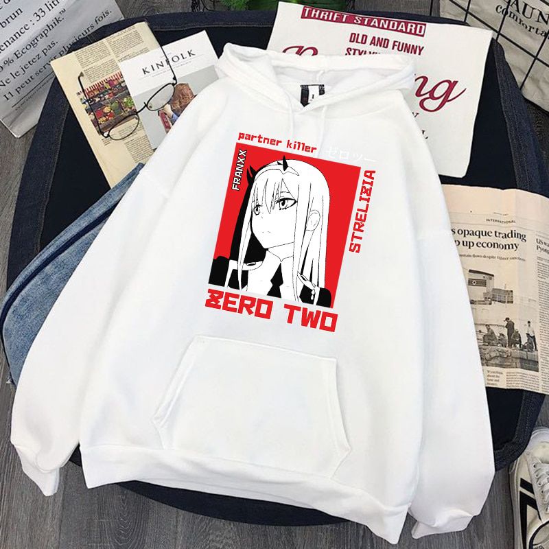 Darling In The Franxx hoodie Anime Harajuku Zero TWO Beautiful Girl Print Uni Streetwear Loose  Hop Warm Hooded Sweatshirt