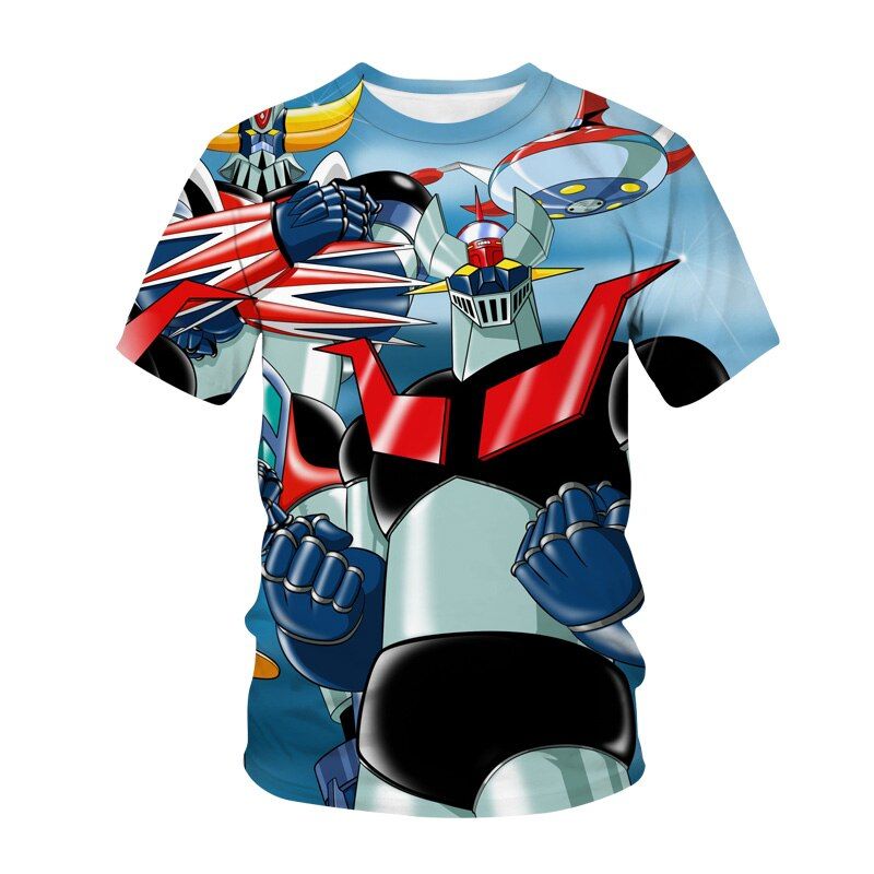 mazinger z anime movie robot streetwear 3d print t-shirt men's fashion casual t-shirt kids boys girls t-shirts