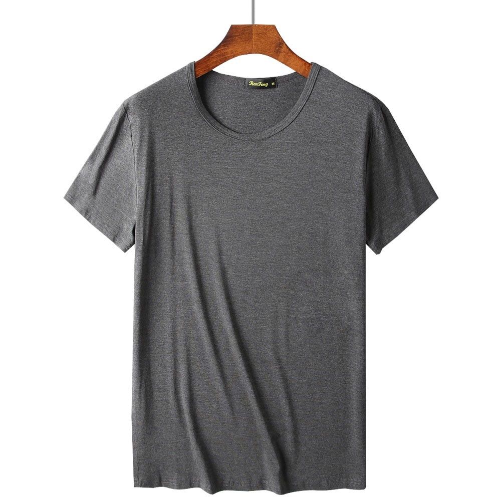 Comfortable Men's Crew Neck Bamboo Fiber Viscose Undershirt Black We Gray Short Sleeve T Shirt Men Summer Tops Plus Size 4XL
