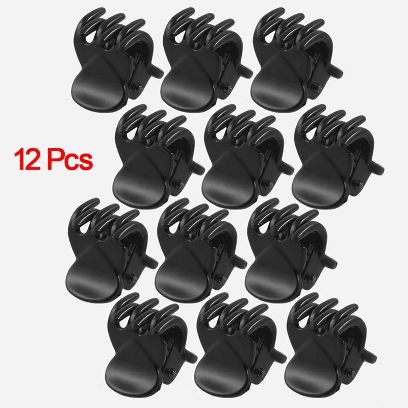 【BestGO】12 Pcs Black Plastic Mini Hairpin 6 Claws Hair Clip Clamp for Ladies