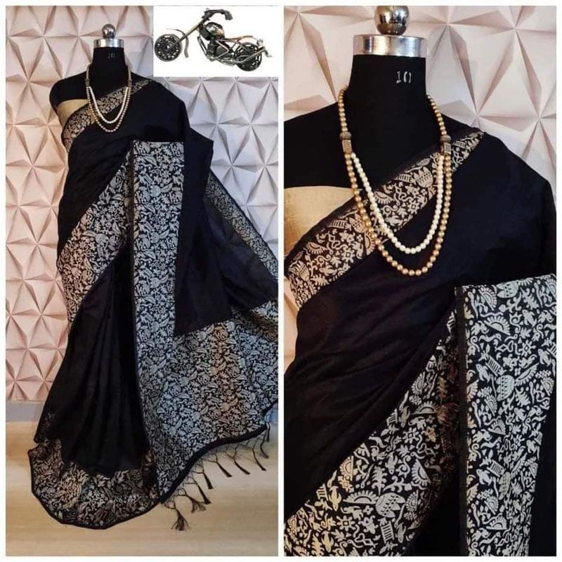 Exclusive Designer Block Print Half Silk Saree / Dhupian Silk For Stylesh & fashionable best dress for women .
