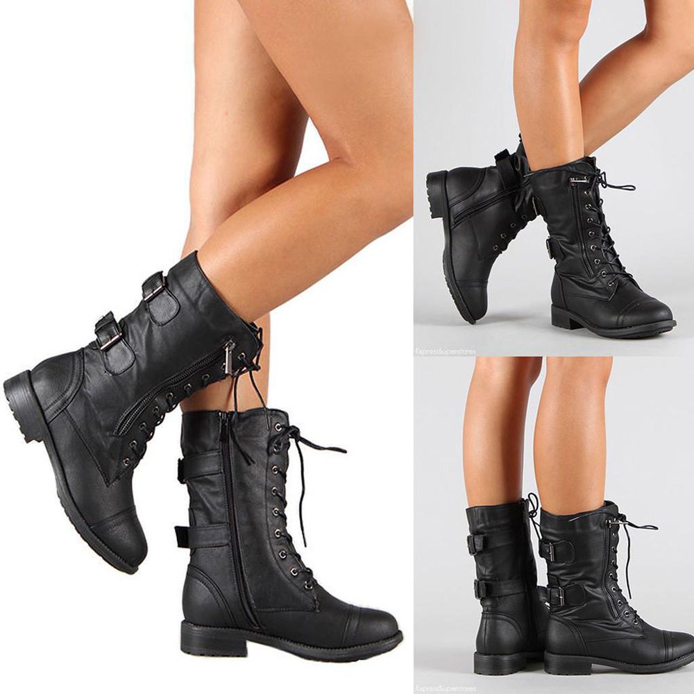 Women's Ladies Shoes an Riding Cowboy Half Boots Zipper Mid-Calf Boots