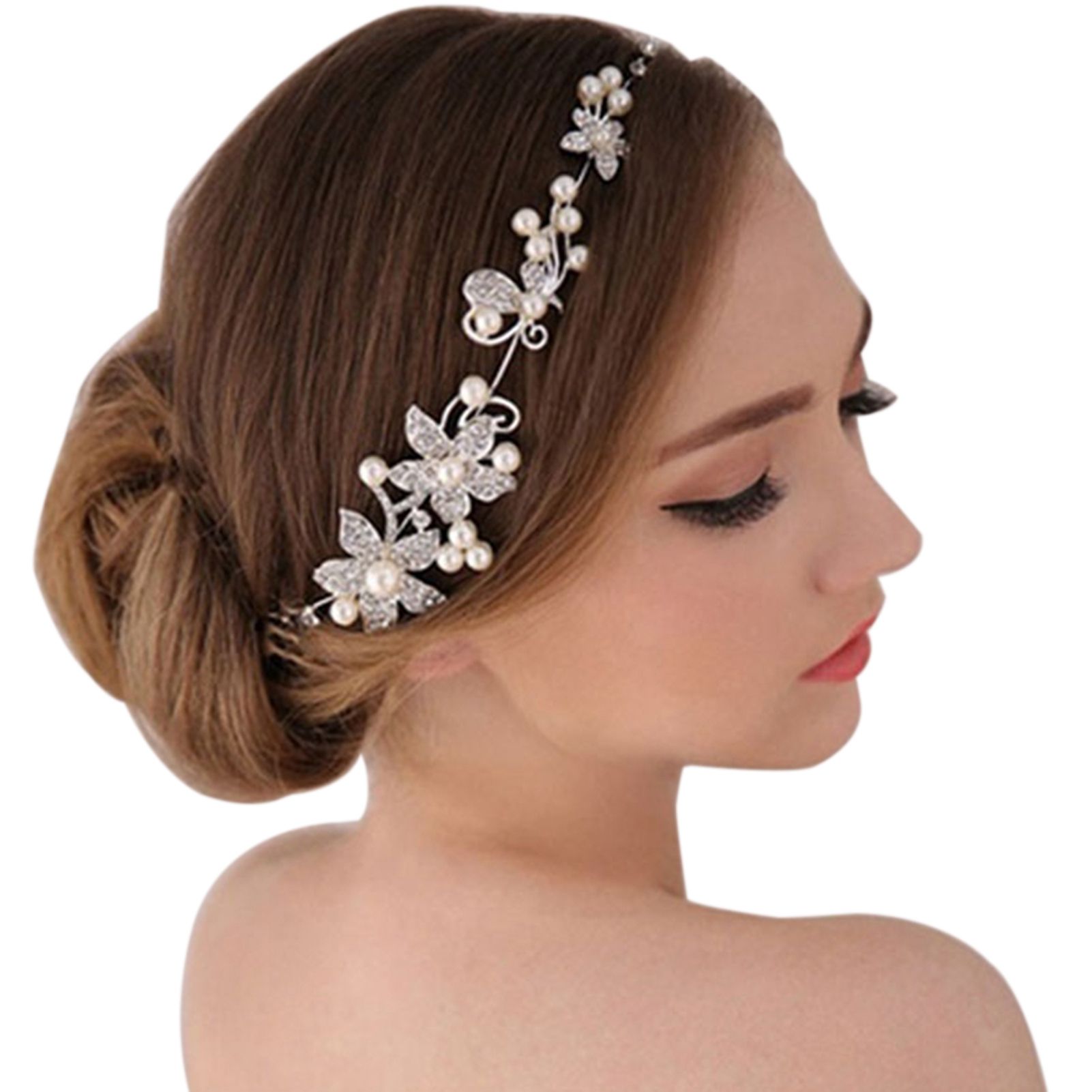Fashion Women Rhinestone Flower Wedding Bridal Party Headband Headdress Jewelry