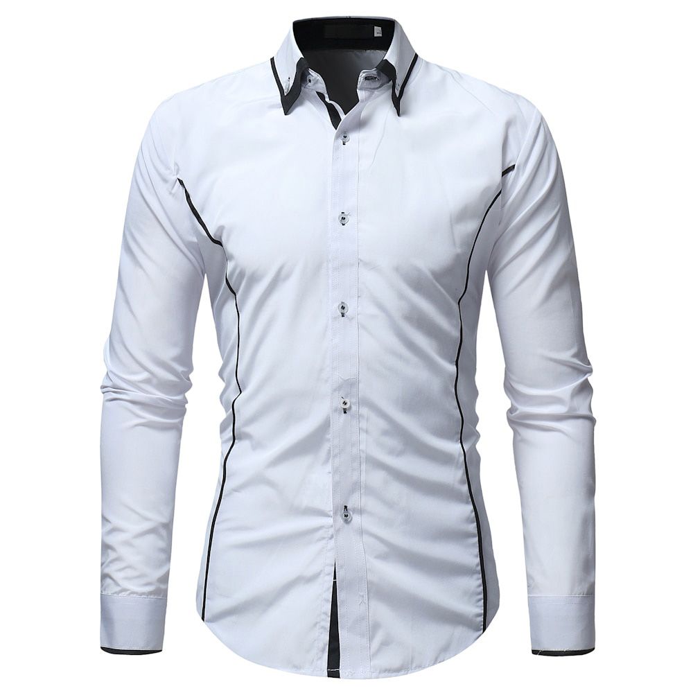 2021 Fashion Brand Shirts Camisa Masculina Long Sleeve Men's Shirt Slim Fit Casual Plus Size Black Social Dress Shirt Blouses