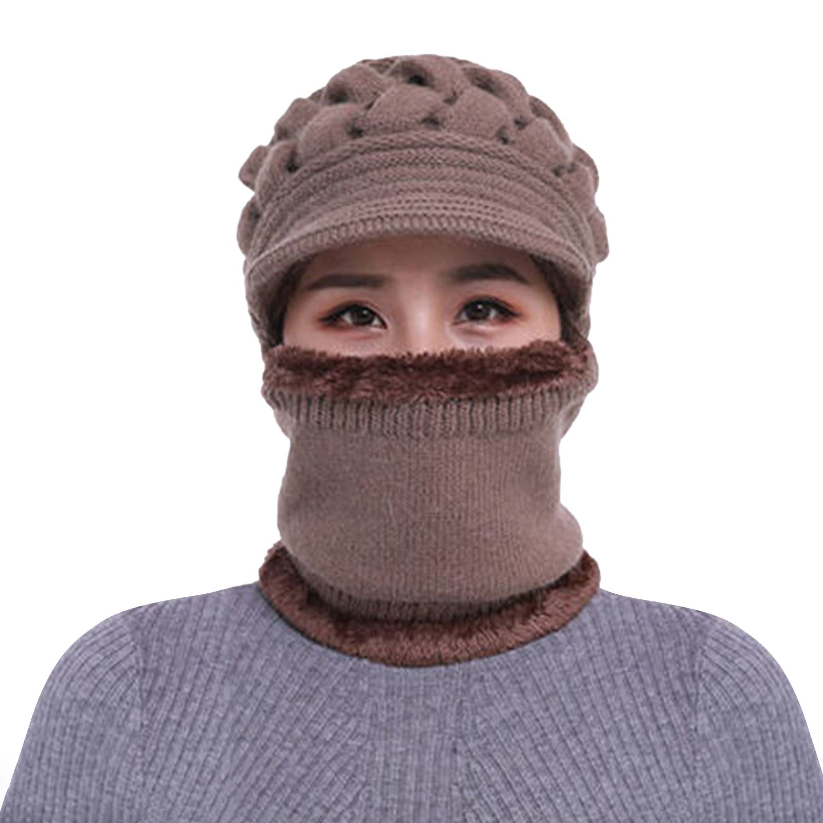 Knitted Hat High Elasticity Neckerchief Design Thick Full Cover Soft Knitted Cap for Outdoor