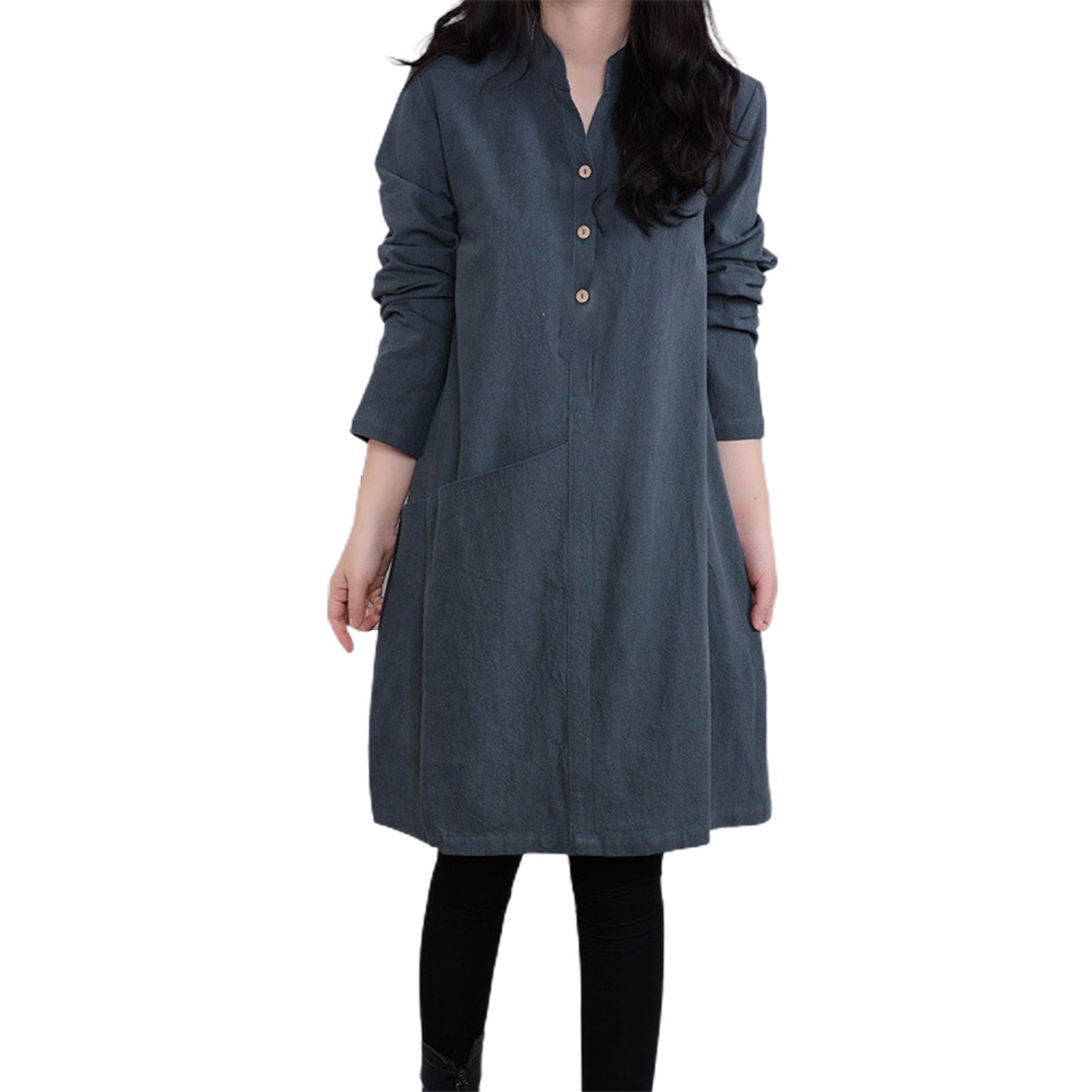 Office Lady Dress Long Sleeve Elegant Large Hem Midi Dress
