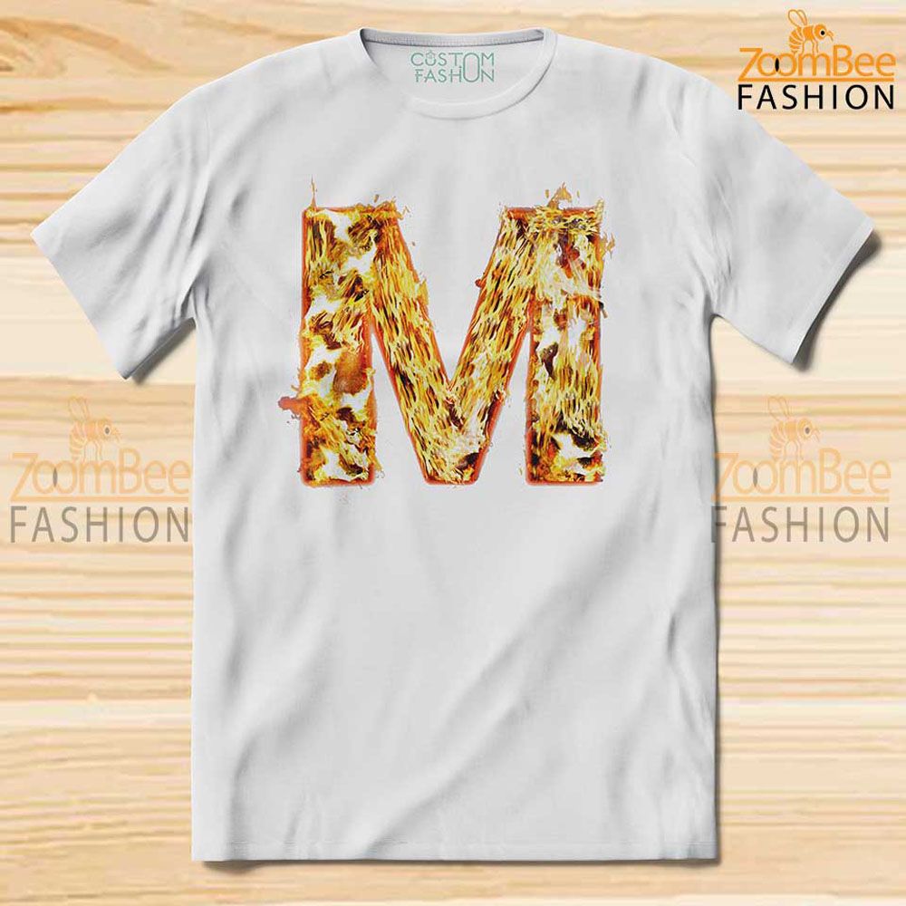 Fire Letters Name Design T Shirt | Alphabet Letter T-Shirts - T Shirt For Man