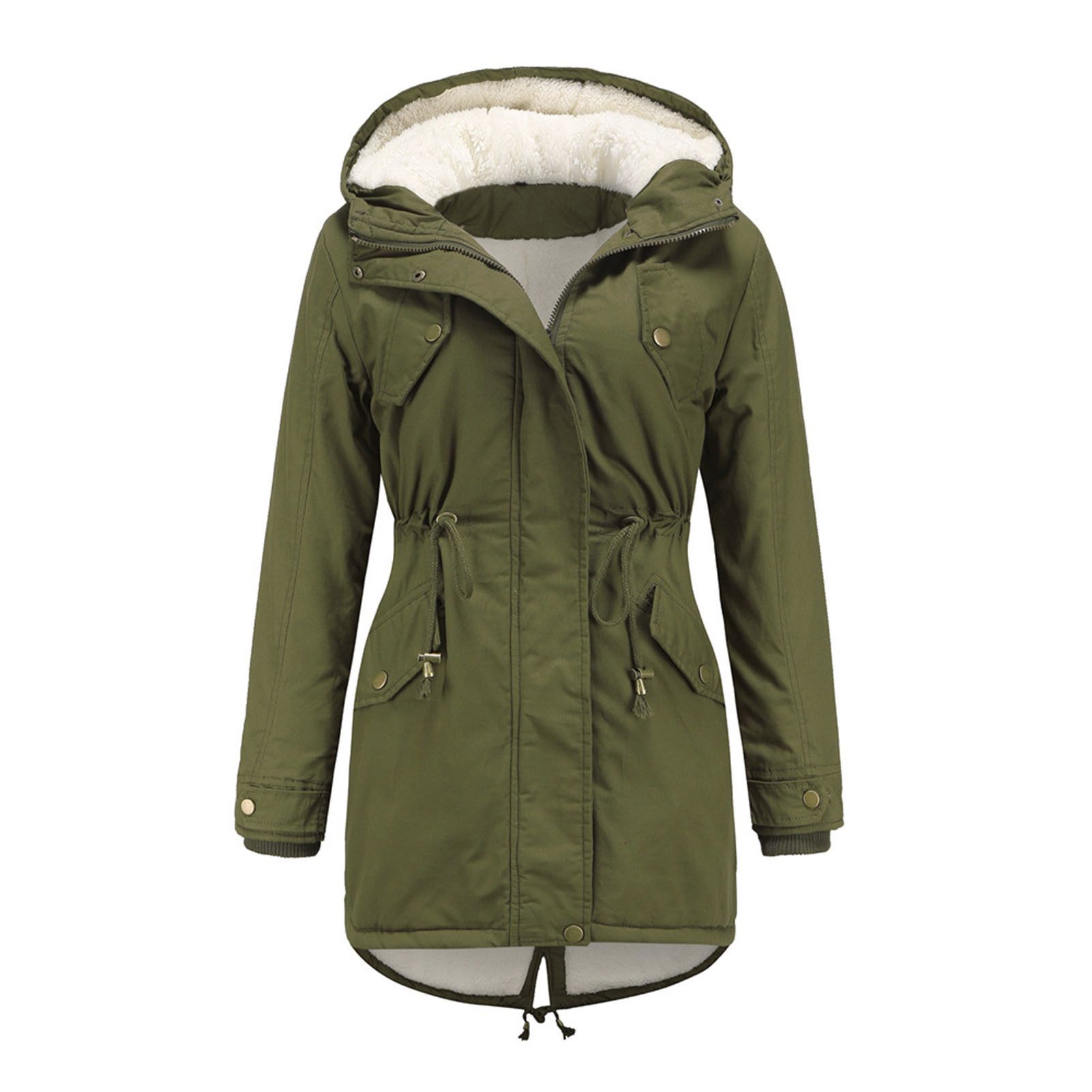 Women Coat Hooded Warm Hooded Solid Jacket
