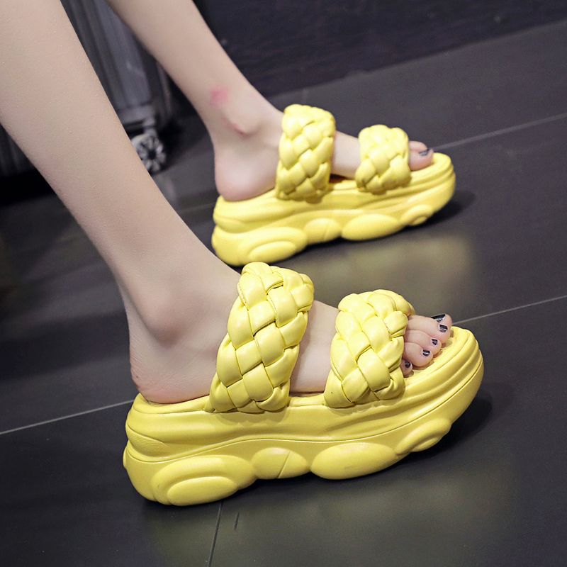 8cm/3.1 Inch Height Wedge Women Sandals Summer Thick Bottom High Heel Slippers Casual Beach Slippers Open Toes