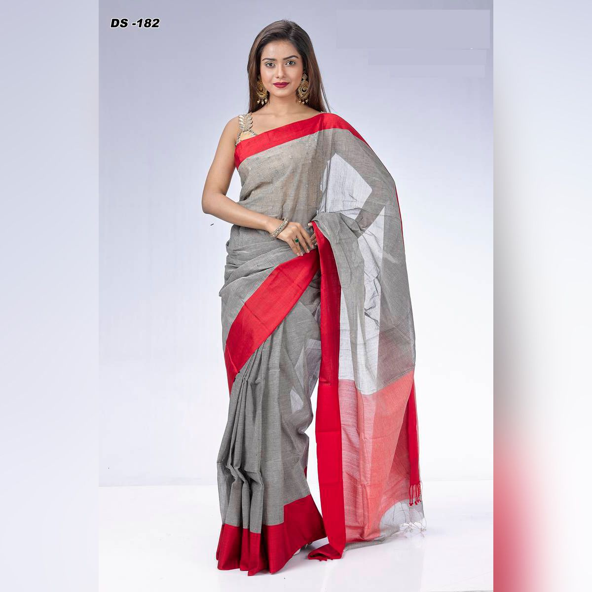 New Bibiyana Cotton Tat saree+blaous pice DS-182