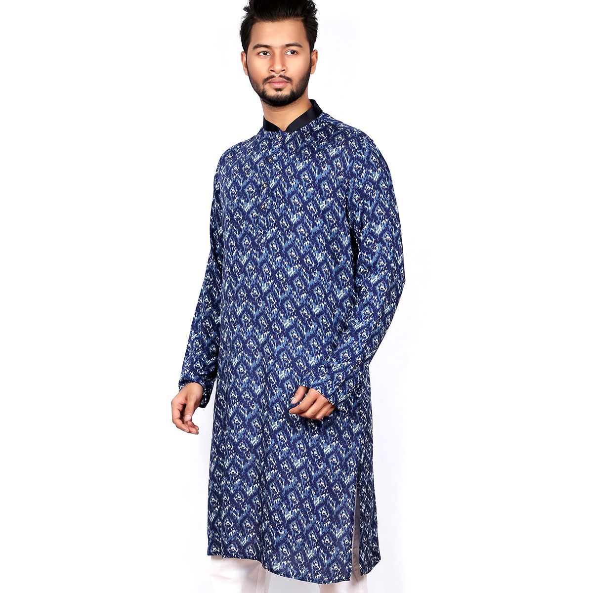 Demand Overall Printed Navy Blue Color Soft Cotton Stylish Casual Panjabi