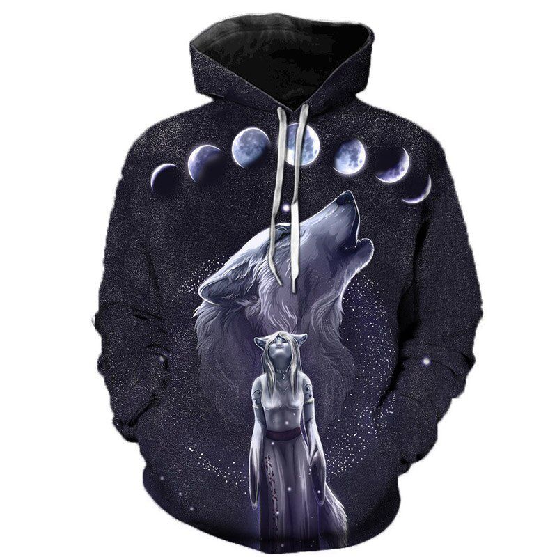 3D Wolf Hoodies Men Hooded  Wolf Printed Hoodie Sweatshirts Tracksuits Man/women Jackets Funny Hoody ping