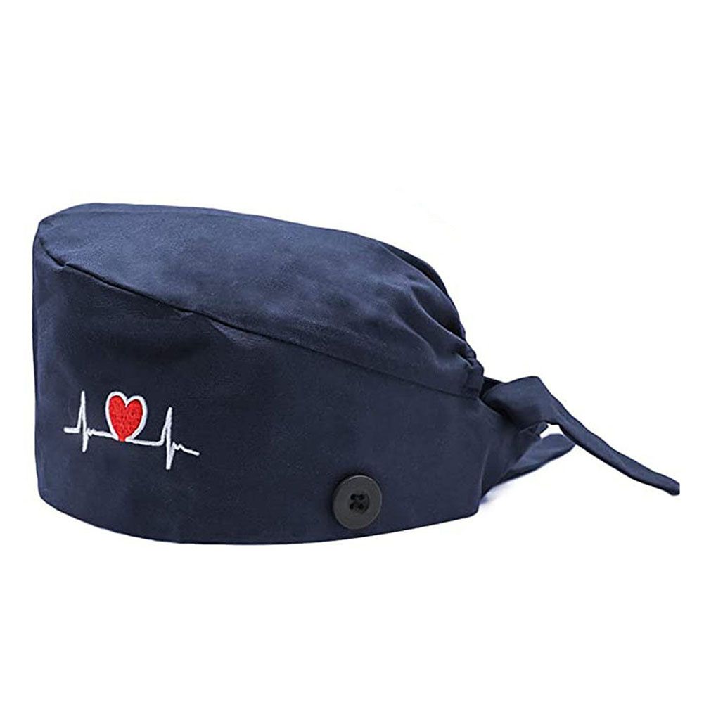 Women Adjustable Anti Sweat Button Scrub Cap Bouffant Hat