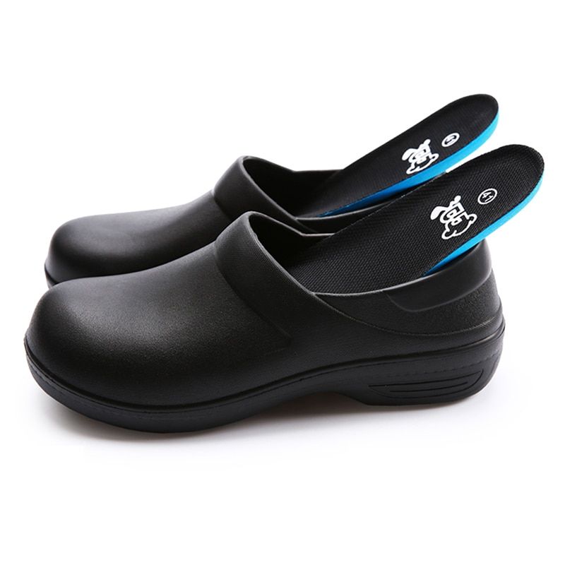 Mens Chef Shoes Nonslip Safety Work Shoes For Kitchen Cook Garden Work Clogs Oil Water Resistant