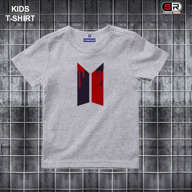 BTS Multicolor Design Short Sleeve Cotton T-Shirt For Boys By Stone Rose - 16964T