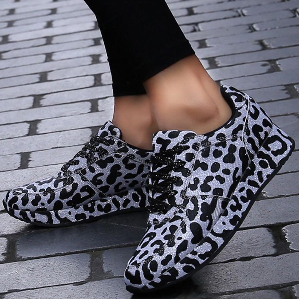 Women's Fashion Leopard Print Wild Women's Sneakers Shoes Increased Casual Shoes
