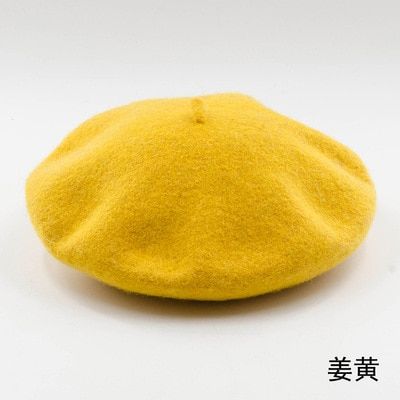 Girl Solid Color Beret French Artist Warm Wool Winter Beanie Hat Retro Vintage Plain Beret Solid Color Elegant Ladies Winter Hat