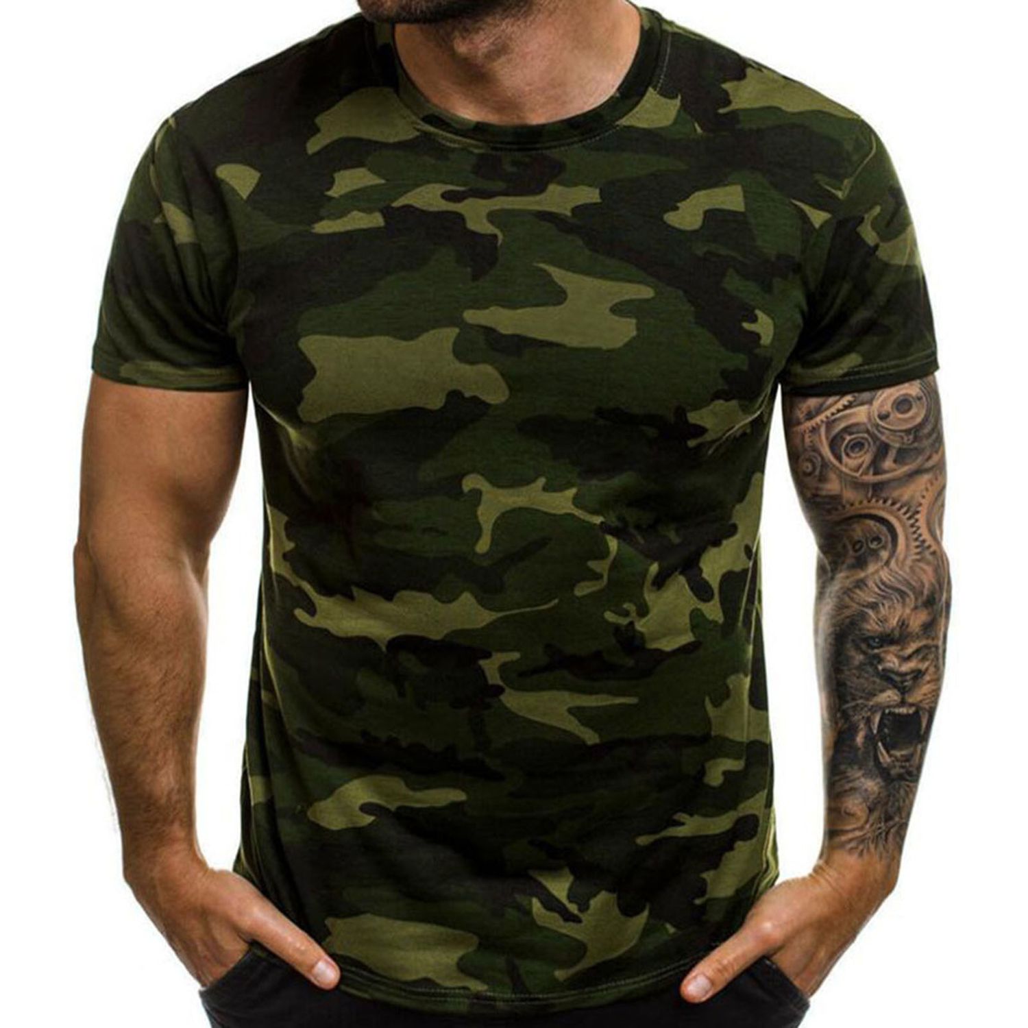 Men T-shirt Pullover Close-fitting Summer T-shirt