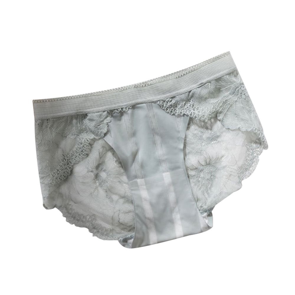 Women Seamless Jacquard Lace Patchwork Solid Color Cotton Underwear Briefs
