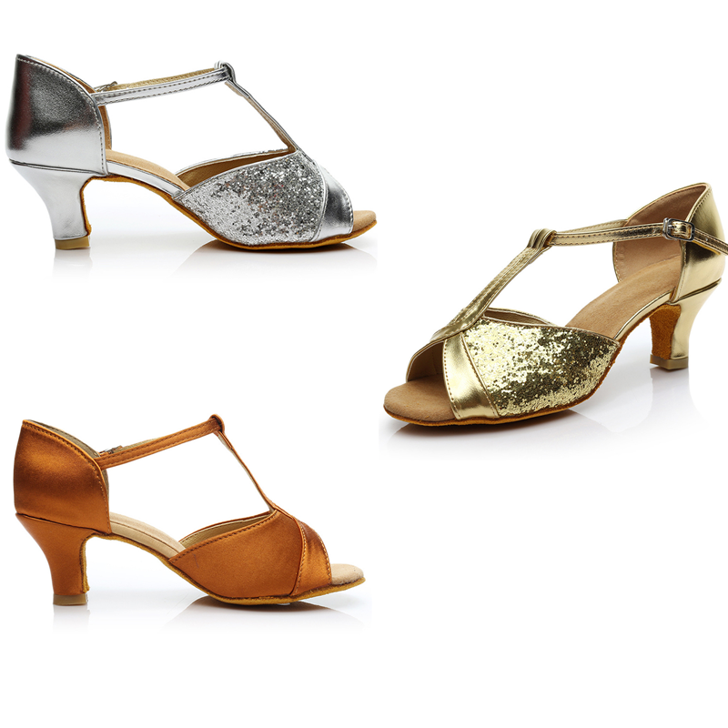 Women's new sandals adult Latin dance shoes high-heeled high-quality satin soft bottom sandals
