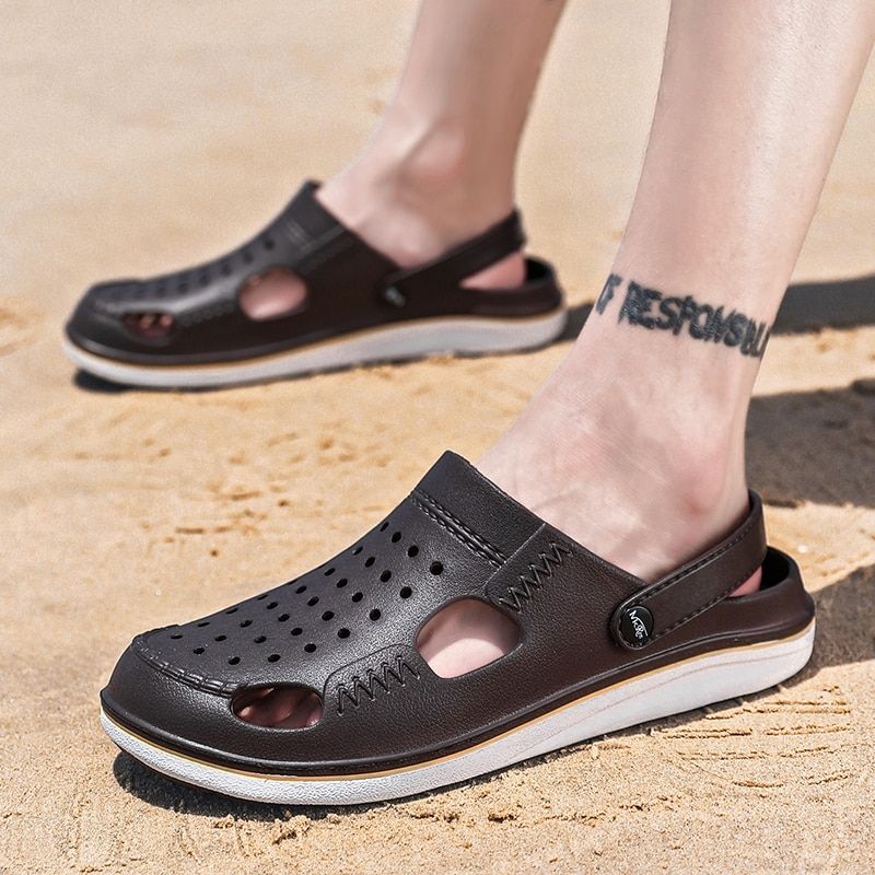 Summer Breathable Men Beach Sandals Rubber Shoes Garden Clogs Zuecos Hombre Cholas Sandalias Playa Sandles Slip On 2021 New