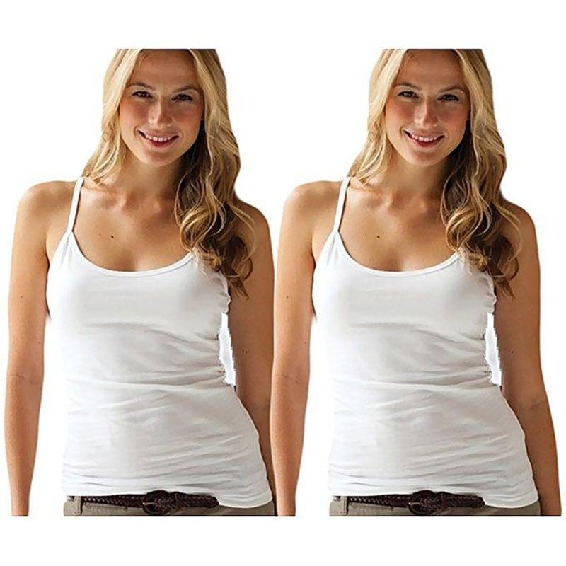 White Cotton Tank Top For Women - 2pcs