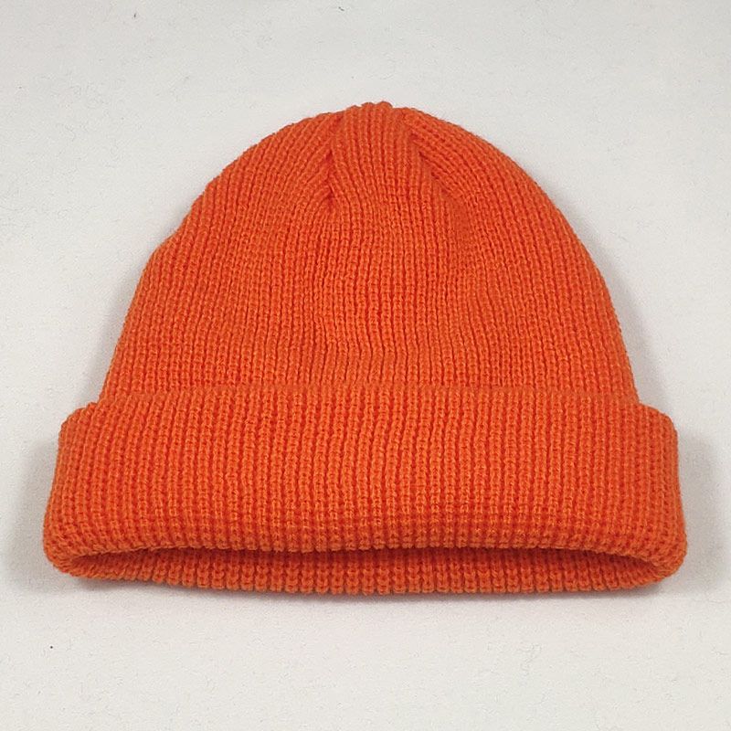 Short Plain Cuffed Hat Beanies Women Men Winter Knit Skull Cap  Hop Streetwear Neon Yellow Neon Orange Bright Green