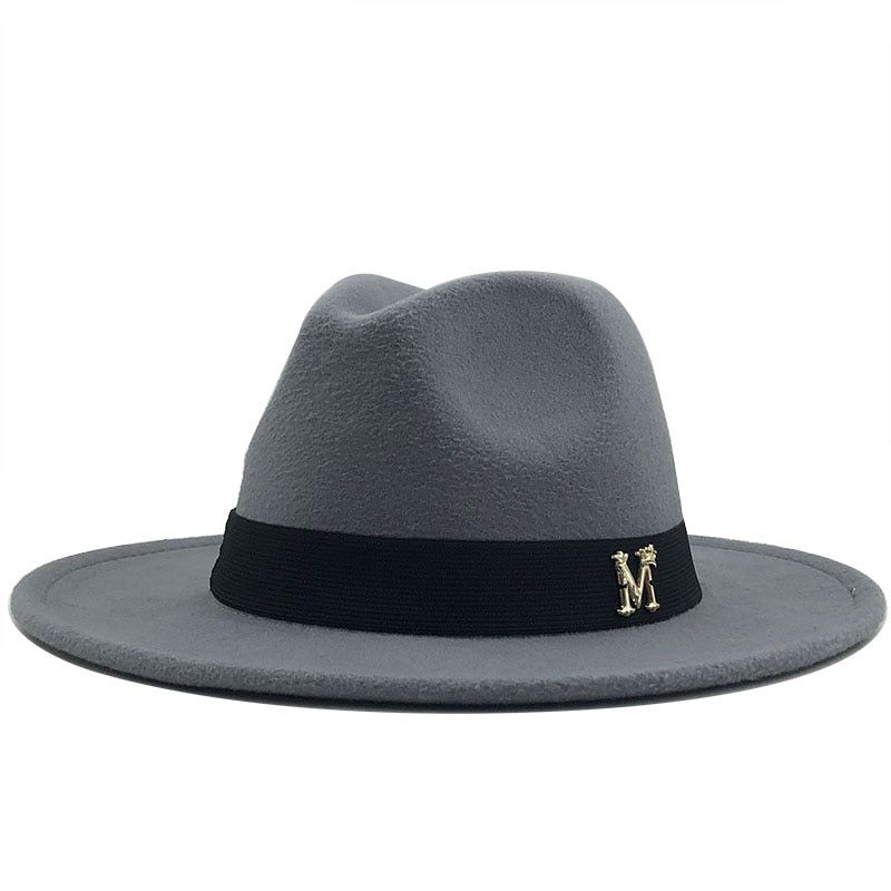 ple Winter Autumn Imitation Woolen Women Men Ladies Fedoras Top Jazz Hat European American Round Caps Bowler Hats 60CM