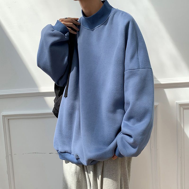 Korean Hoodie Men's Fashion Casual Stand-up Collar Sweatshirt Men Streetwear Loose -hop Pullover Hoodies Mens Hoody M-5XL
