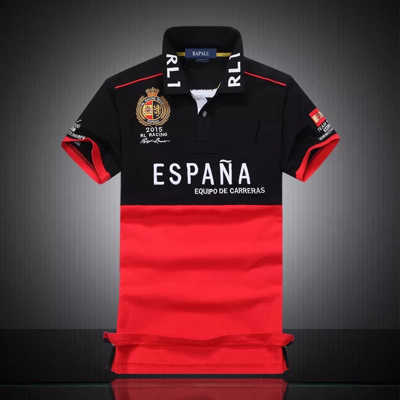 Black&Red Polo Cotton Short Sleeve T-Shirt for Men