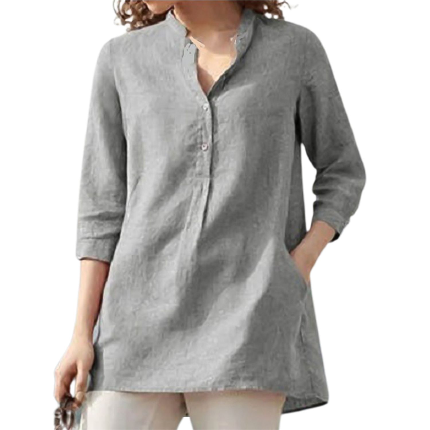 Women Top 3/4 Sleeve Elegant Loose-fitting Shirt