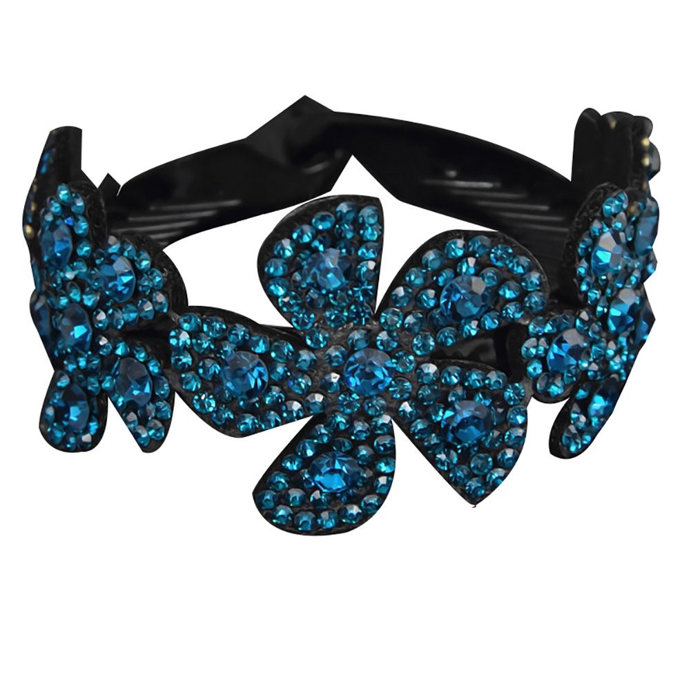 Women Floral Bling Rhinestone Bun Hairpin Twist Hair Clip Styling Accessory