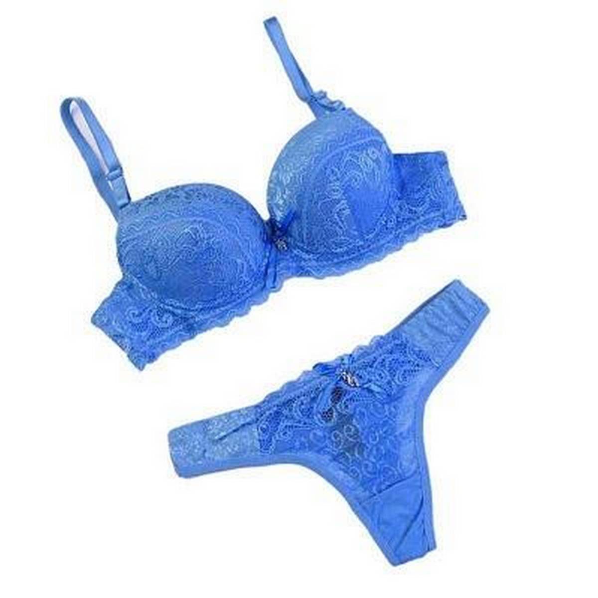 Comfort & Fashionable Foam Bra Panty Set for Women - Blue