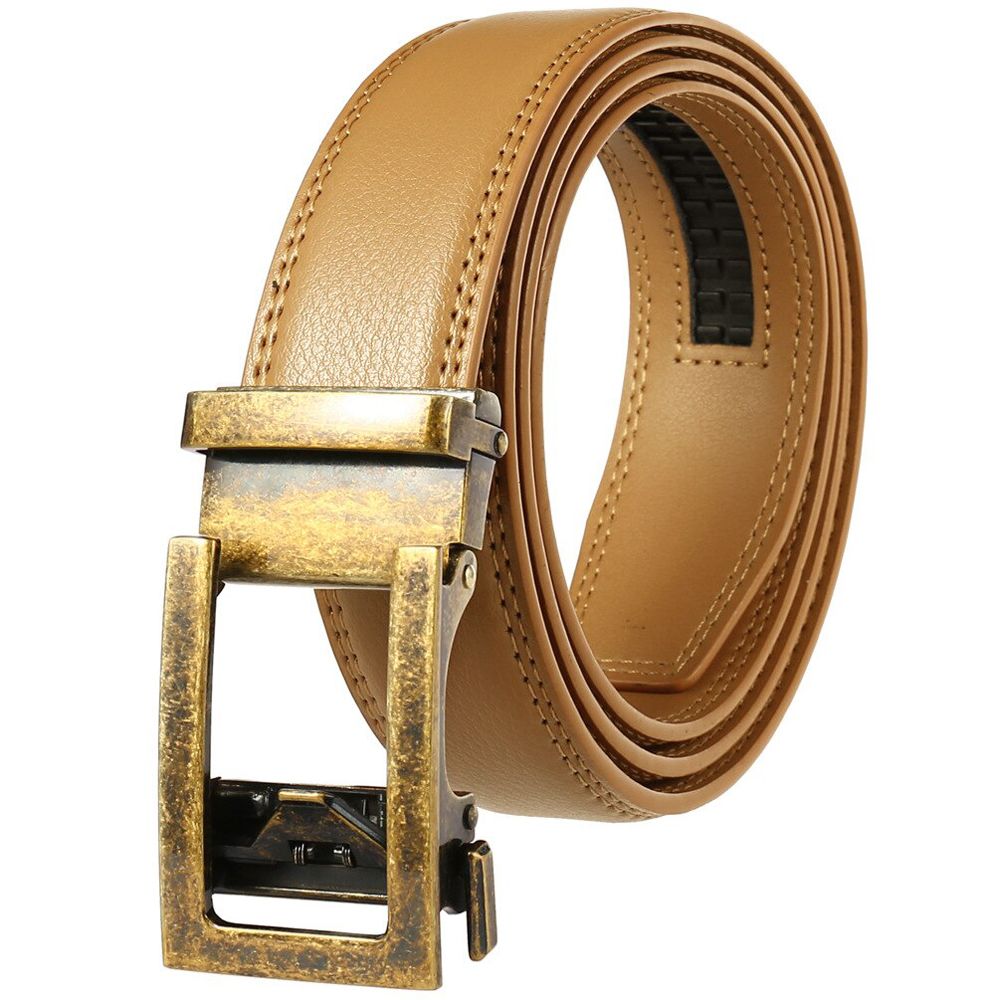 3.0cm 3.1cm Width Automatic Buckle Men Belt Cow Leather Luxury Strap Male Silver Black Metal Buckle Fashion Belt