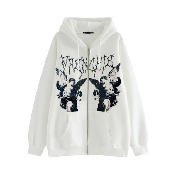 Hop Streetwear Hoodie An Print Jacket Harajuku Cotton Fleece Jacket Hanban Jacket Oversized Zip Sweatshirt clothing
