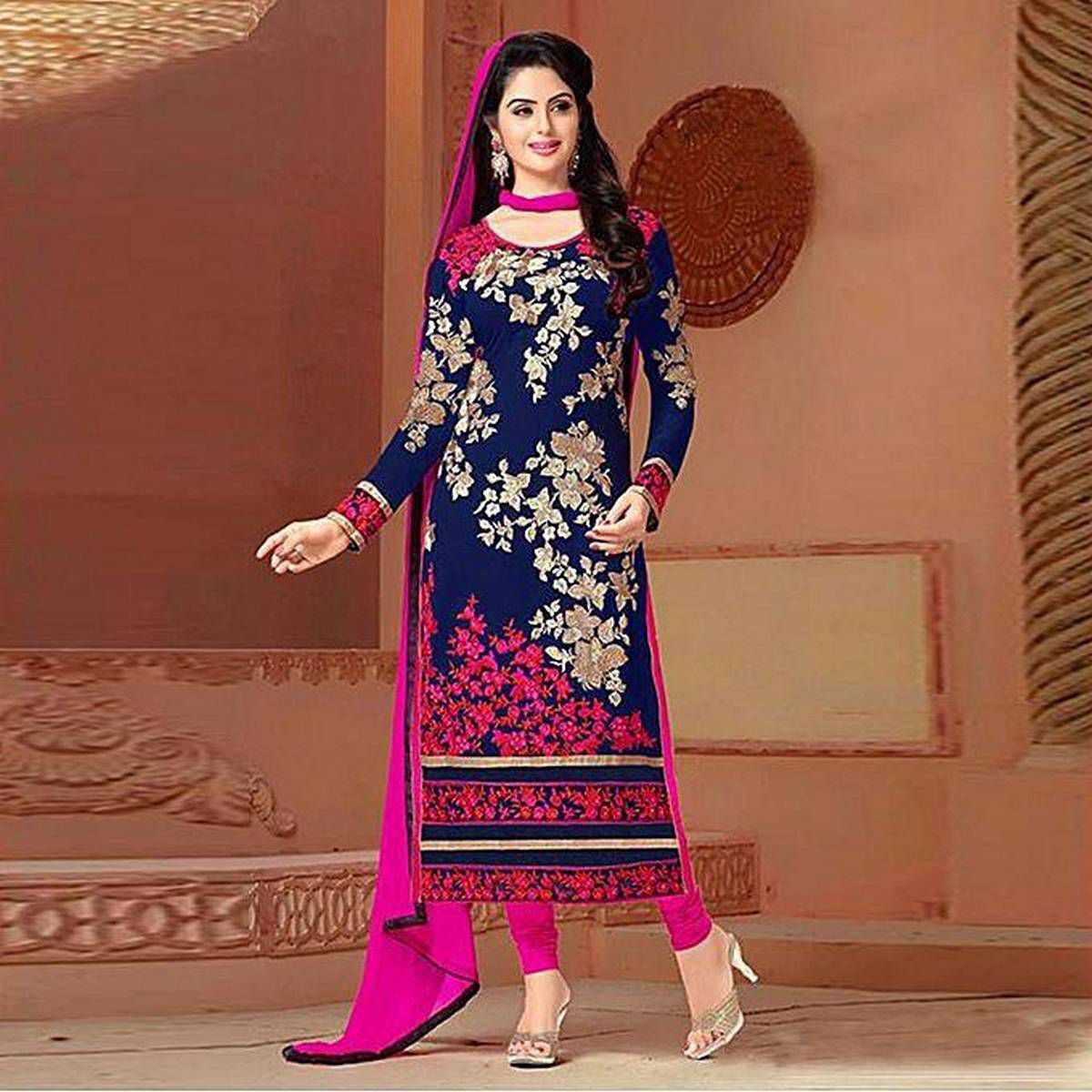 Unstitched Multi-Color Cotton Salwar Kameez