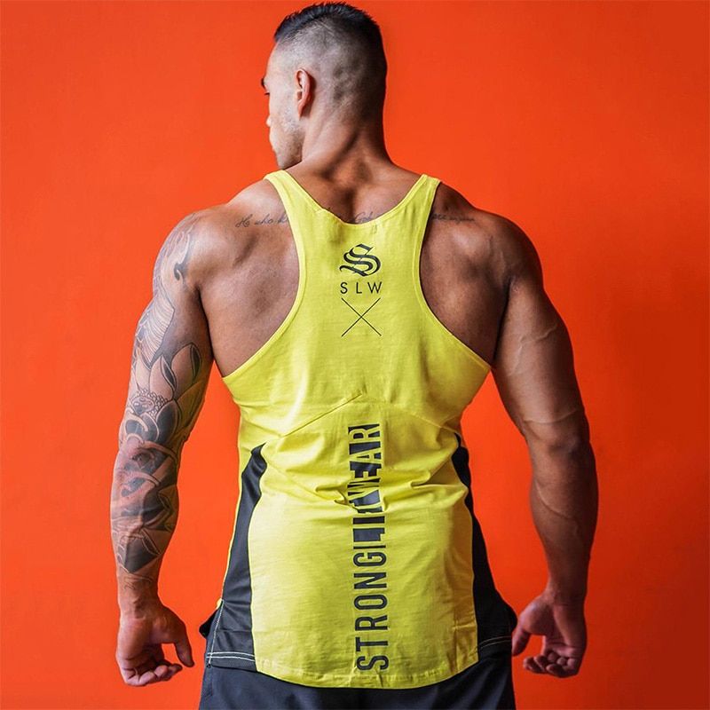 TaTops Sleeveless Vest TOP Undershirt casual fitness Mens casual print Bodybuilding color yellow gray blue white