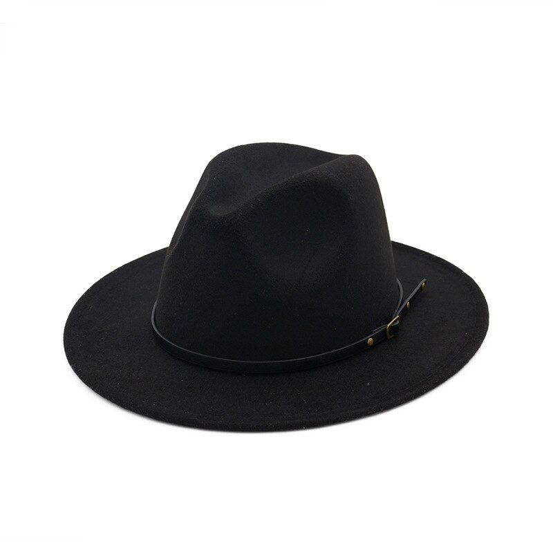 Fedora Hat Woman Fedora Hat Men Jfemale Jazz Hats Fashion Hat Women Caps Belts Autumn Wide-brimmed Caps Wool Blend
