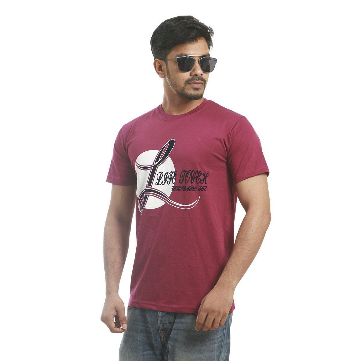 maroon Cotton T-Shirt For men