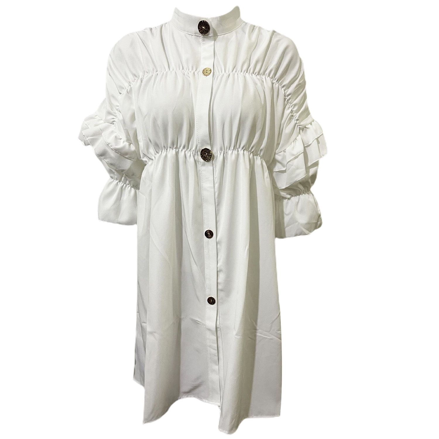 Shirt Dress Solid Color Loose-fitting Elegant Dress