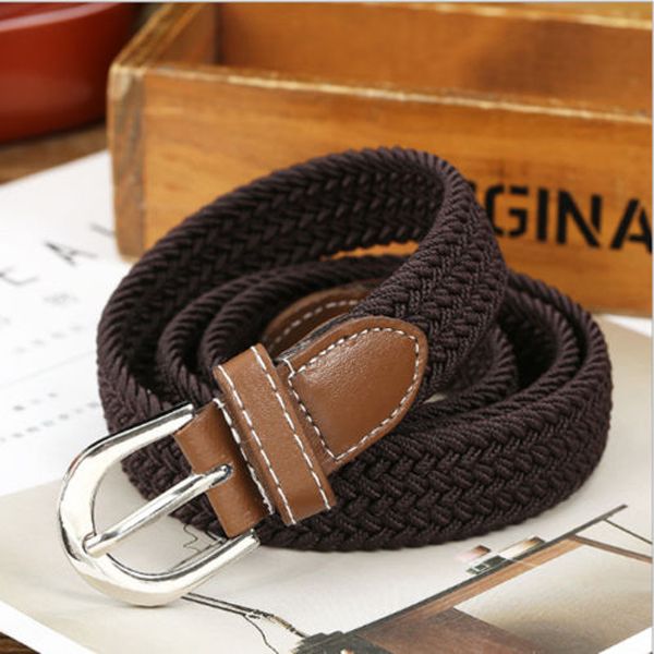 Stretch Braided Woven Canvas Buckle Belt Waistband Waist Straps Men Women Decor
