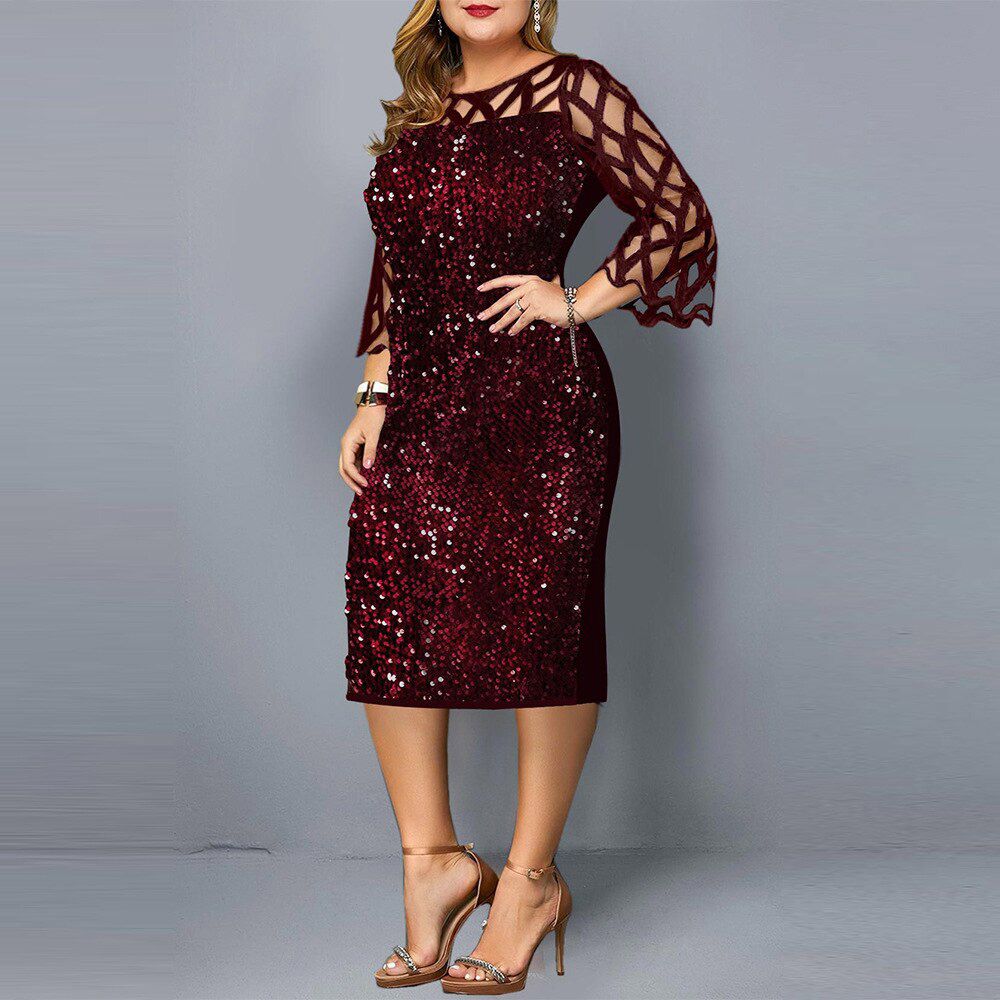 Party Dress Women's Summer Dress for Elegant Sequin Mesh Women Casual Dresses Red Ladies Wedding Evening Club Outfits