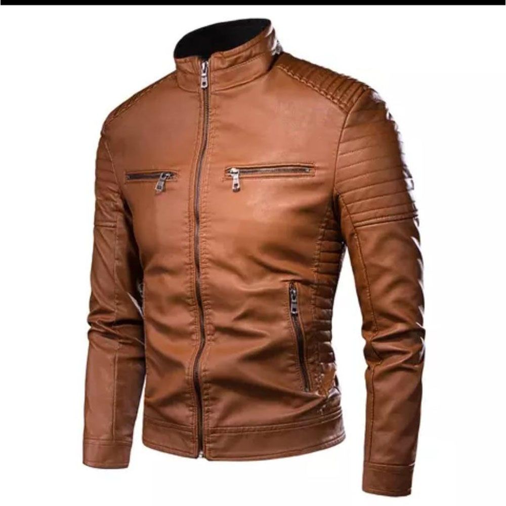 Red PU Leather Jacket For Men