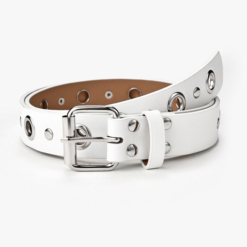 Loldeal 2.8x108cm New Sale Punk Ladies' Pin Buckle Belt Casual Decoration Hollow Air Hole Rivet Inlaid Belt For Women