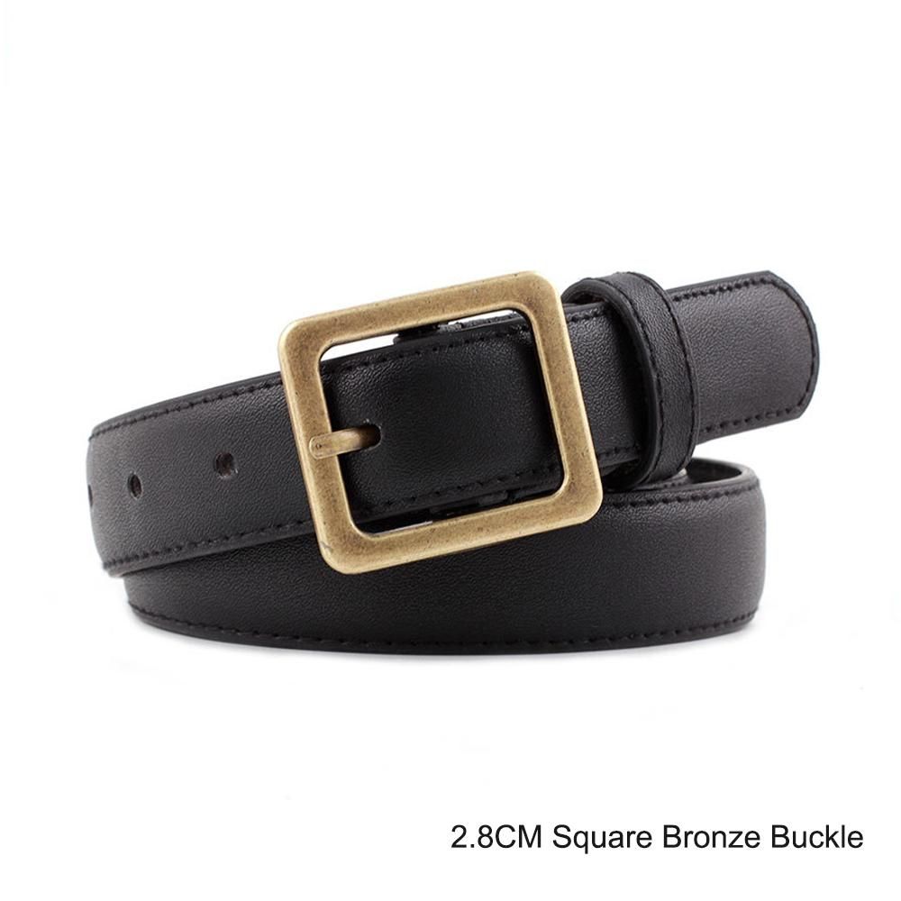 Circle Square Pin Buckles Belt Female Deduction Side Gold Buckle Jeans Wild Belts For Women